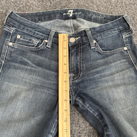 7 For All Mankind Jeans Women 27 Fits 30x33 Blue A Pocket Bootcut Denim Made USA - Picture 9 of 11